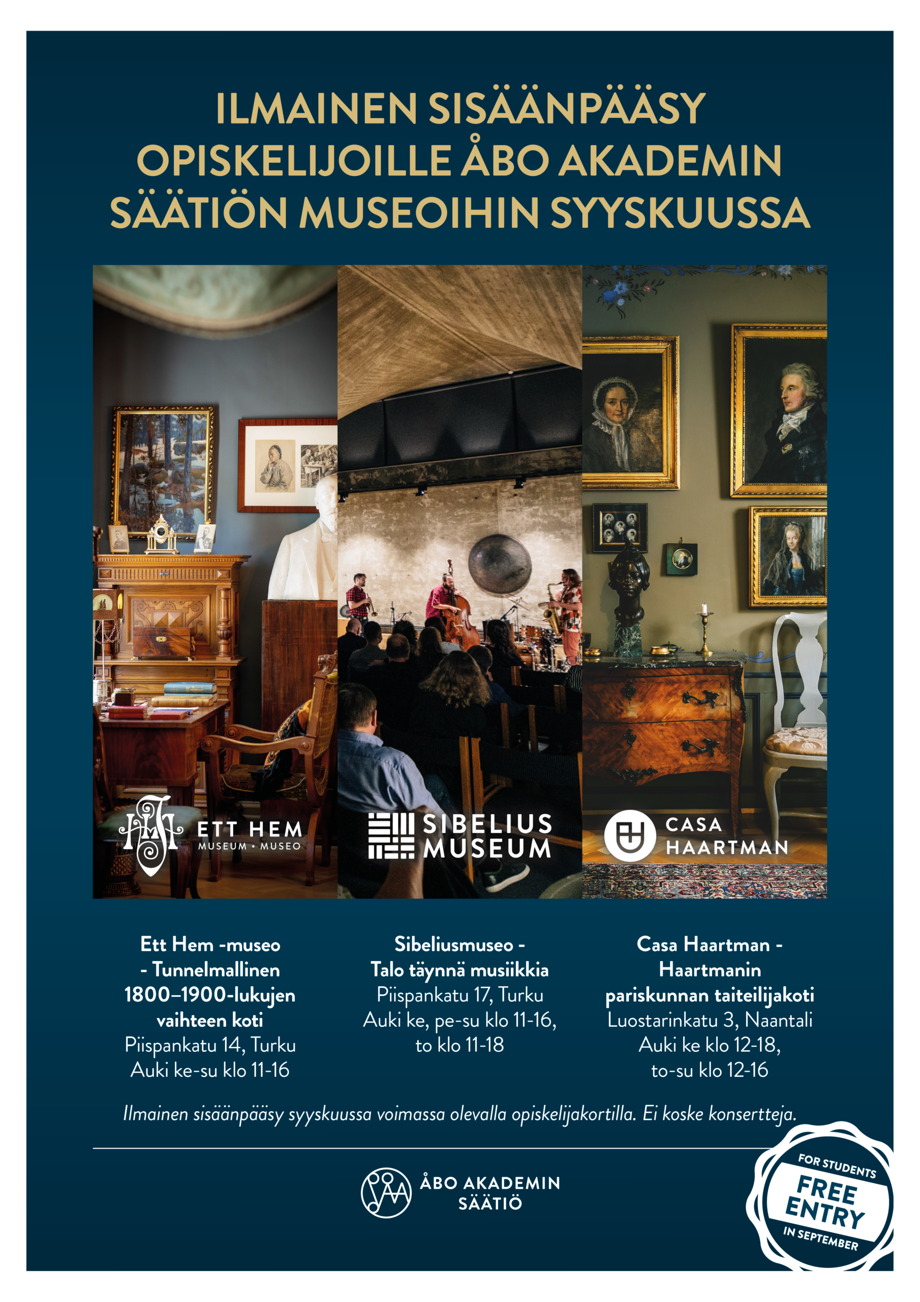 Opiskelijoille vapaa pääsy Sibelius-museoon